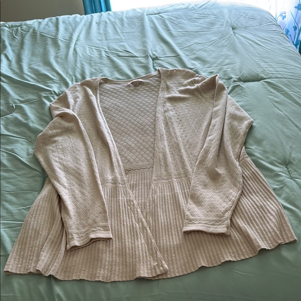 Light Cream Open-Front Knit Cardigan for Women